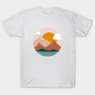 Mountain Minimalist Landscape Abstrac Art T-Shirt